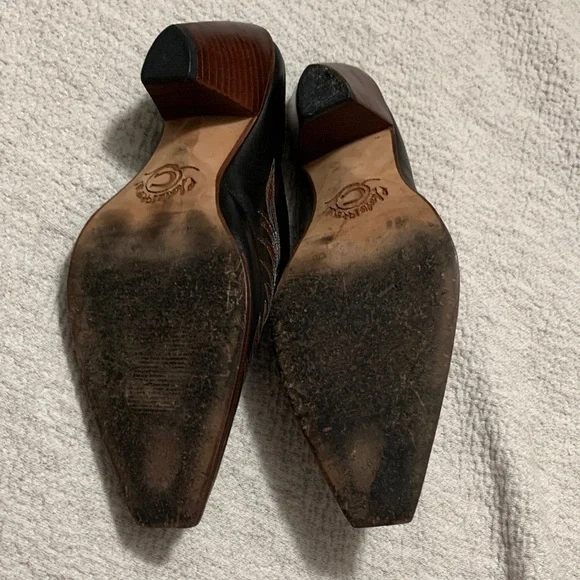 Black Embroidered Leather Mules by Spirituous - Picture 4 of 9